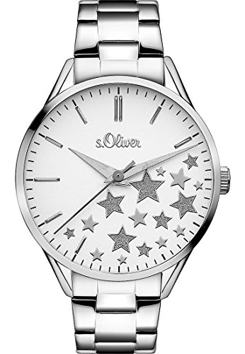 s.Oliver Damen-Armbanduhr Analog Quarz, silber Sterne - 2
