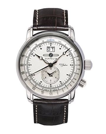 Zeppelin Herren-Armbanduhr Analog Quarz Edelstahl Leder Braun 7640-1 - 1